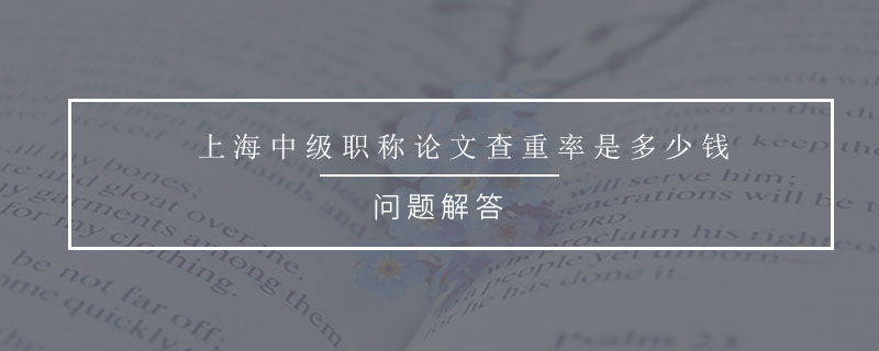 上海中级职称论文查重率是多少钱